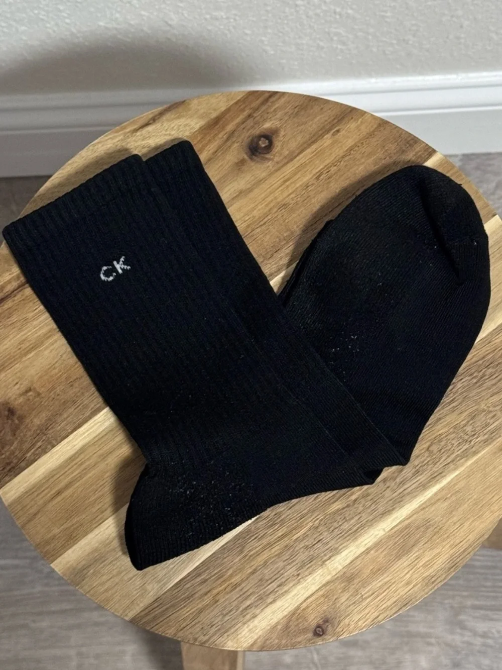 Calvin Klein Black Crew Socks Unisex CK Logo Soft Cotton Blend OSFM